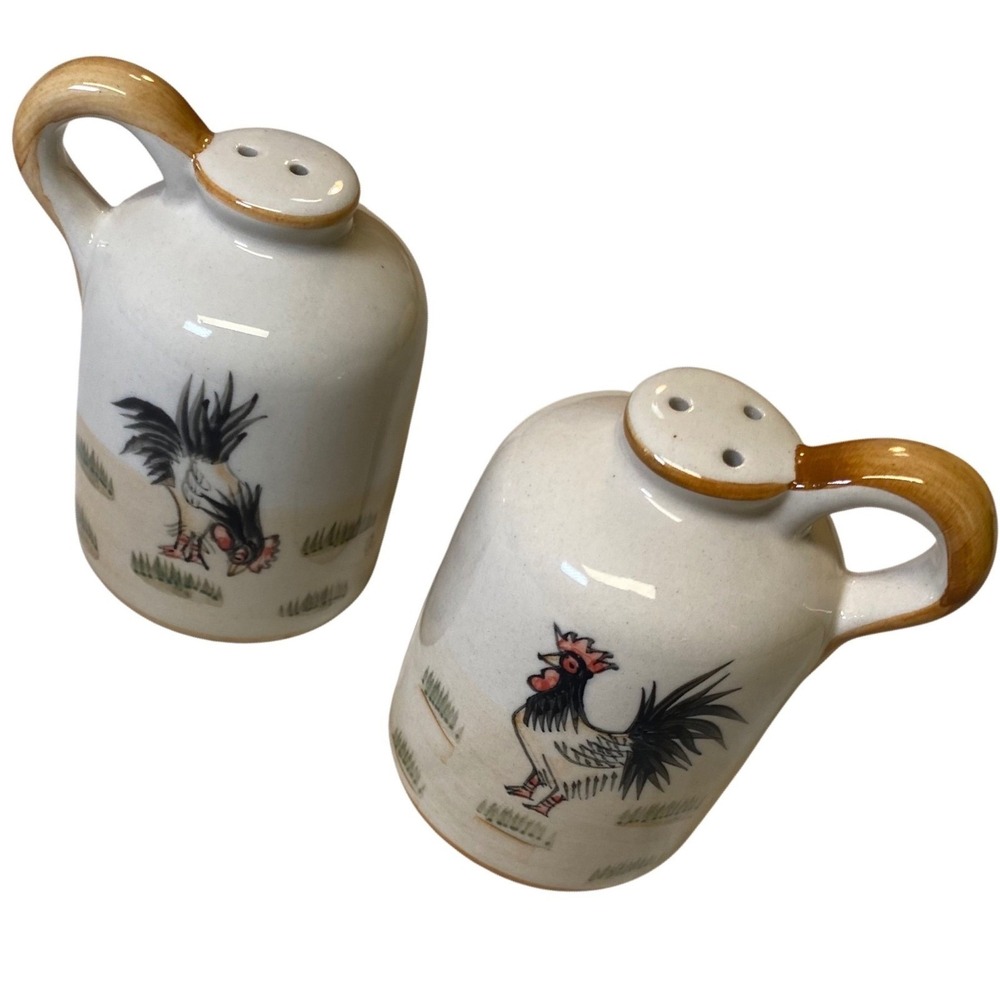 Young's Rooster Chicken Salt Pepper‎ Shakers Farmhouse Country Kitchen Ceramic